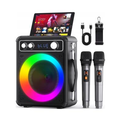 Przenośna maszyna karaoke Bluetooth z 2 mikrofonami LED T-03