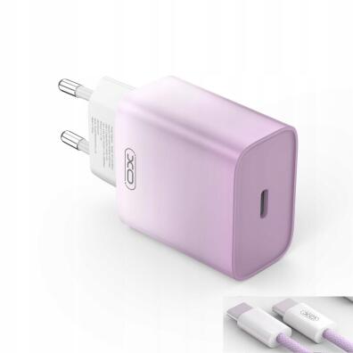XO ładowarka sieciowa CE18 PD 30W 1x USB-C fioletowo-biała + kabel USB-C -