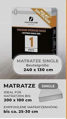 Worek próżniowy materac pojedynczy 200 x 100 cm PACKDUDE