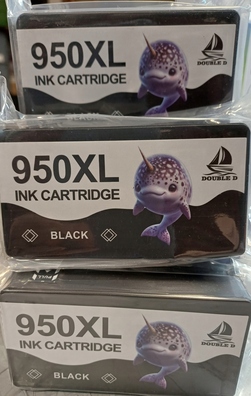 4 Czarnych Zamiennych Kartridży Tuszowych 950XL DOUBLE D (Black)