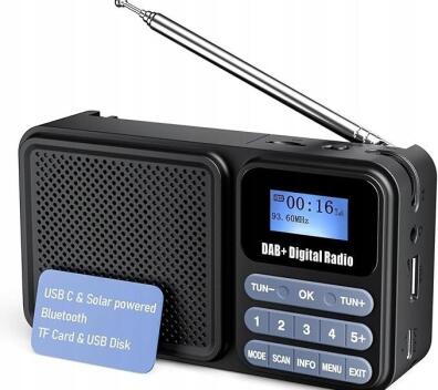 Przenośne radio solarne Radio Cyfrowe DAB+/FM Bluetooth Solar Gallypek