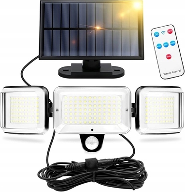 Solarne oświetlenie zewnętrzne z czujnikiem ruchu 224 LED