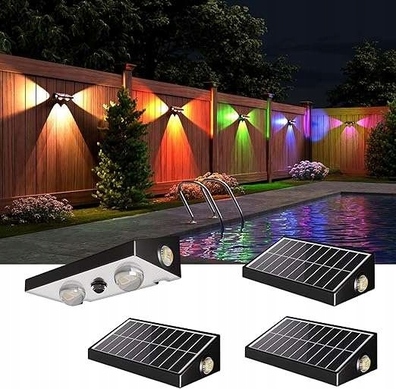 Lampy solarne zewnętrzne 3-drożne lampy LED z soczewkami RGBCW 6 sztuk