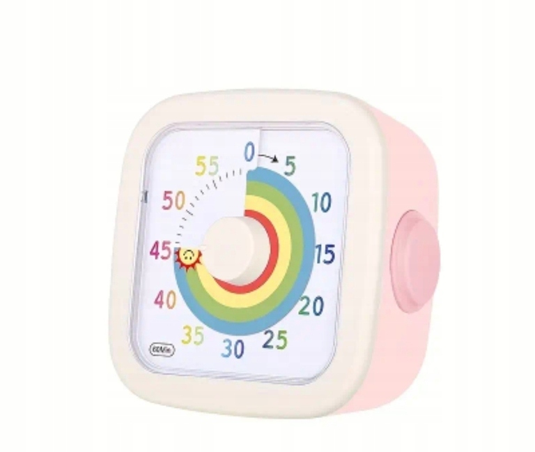 TIMER WIZUALNY 60 MINUT ZEGAREK RÓŻOWY TĘCZA (1)