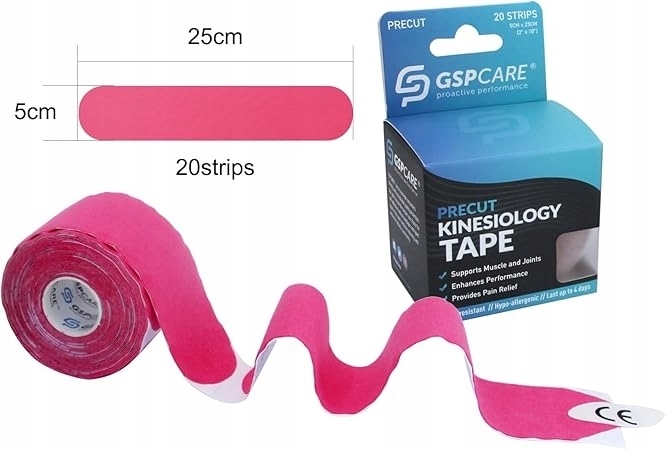 TAŚMA KINEZJOLOGICZNA ELASTYCZNA GSPCARE 5X25 CM RÓŻOWA (1)
