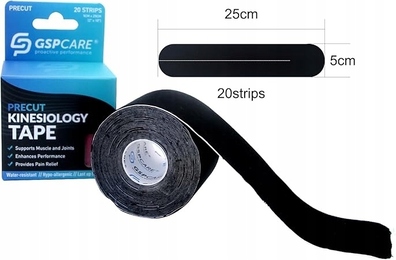 TAŚMA KINEZJOLOGICZNA ELASTYCZNA GSPCARE 5X25 CM CZARNA