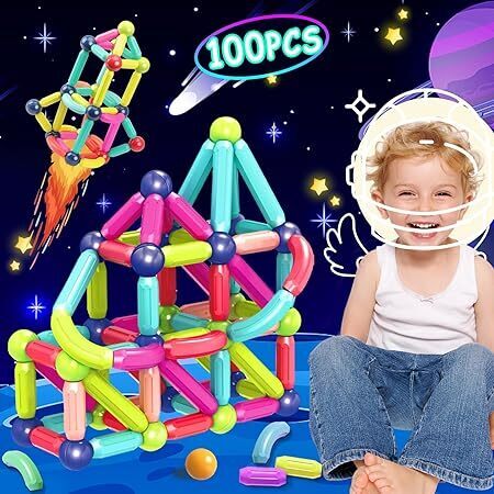 4-Pejiijar Magnetyczne klocki konstrukcyjne, 100 sztuk (1)