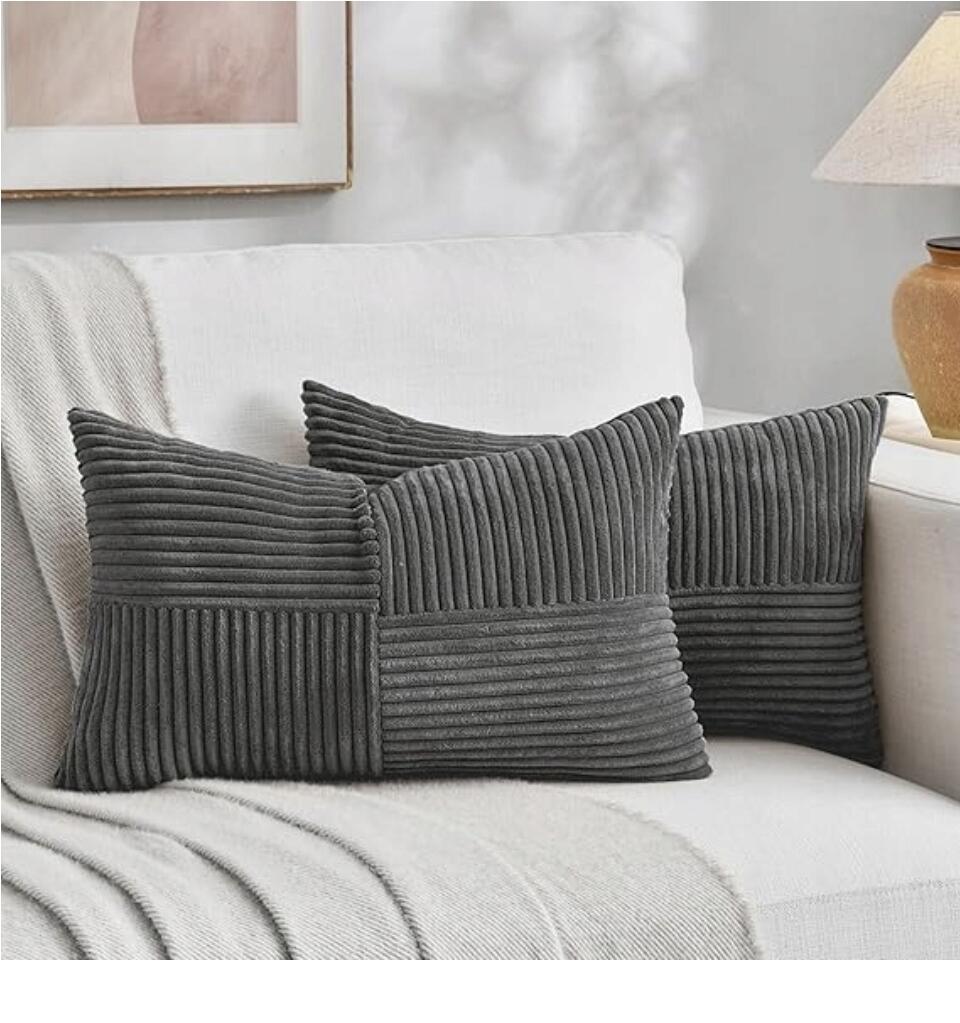 MIULEE Zestaw 2 Miękkich Poszewek na Poduszki 40 x 60 cm szare